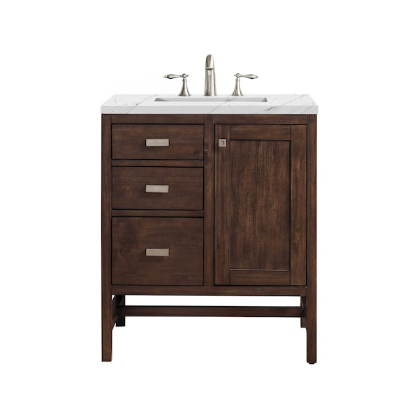 James Martin Vanities Addison 30in Single Vanity, Mid-Century Acacia w/ 3 CM Ethereal Noctis Quartz Top E444-V30-MCA-3ENC - main